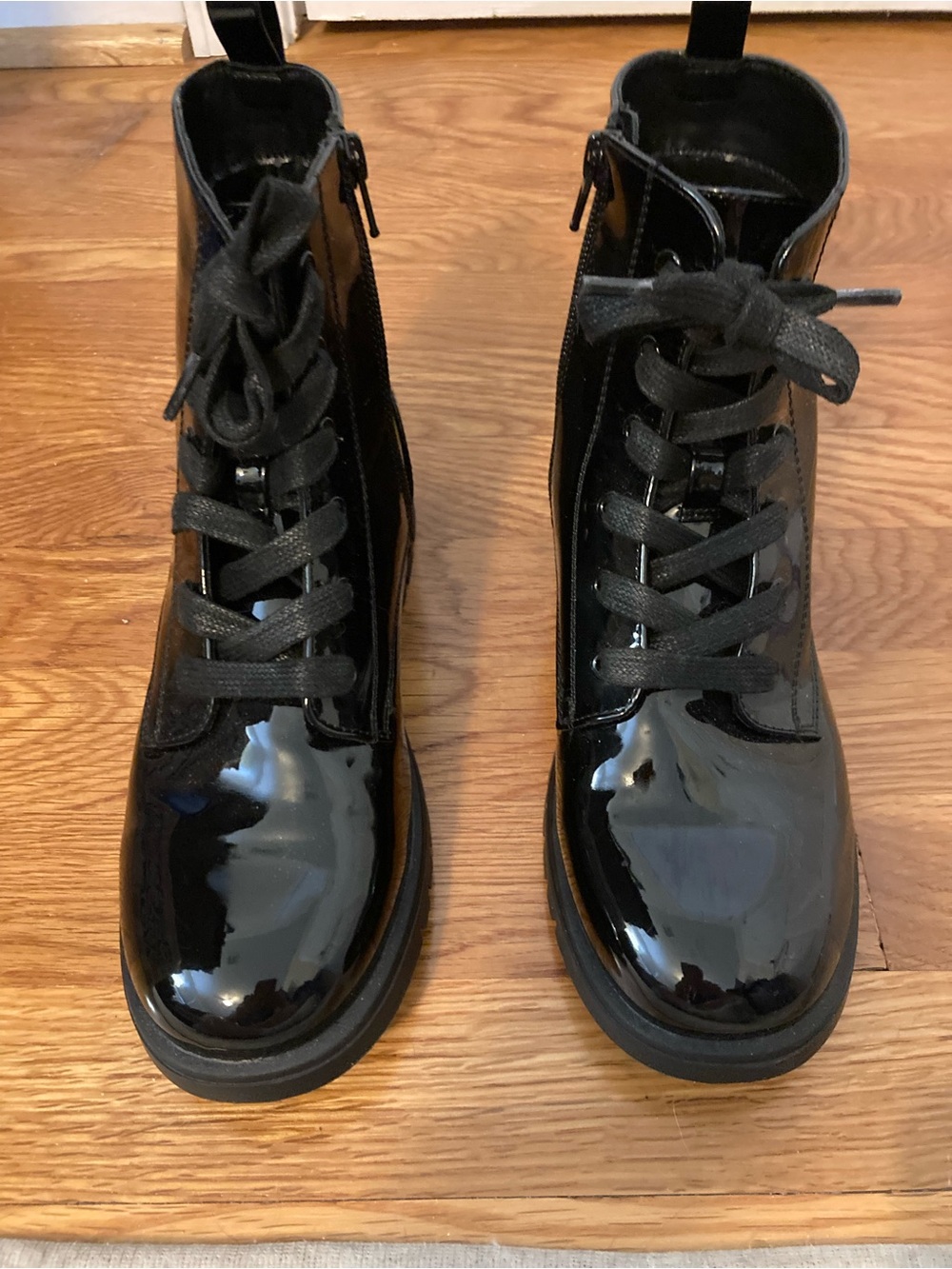 GAP Black Patent Lace-Up Kids Boots